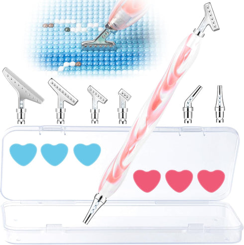Sonsage Diamond Art Painting Resin Pen DIY 5D Red Diamonds Art Accessories and Tools Metal Tips Ergonomic Multi Refillable Applicator Holder Suppl...