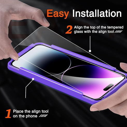 Milomdoi 3 Pack Screen Protector for Apple iPhone 14 Pro Max with 3 Pack Tempered Glass Camera Lens Protector, Ultra 9H Accessories, Case Friendly...