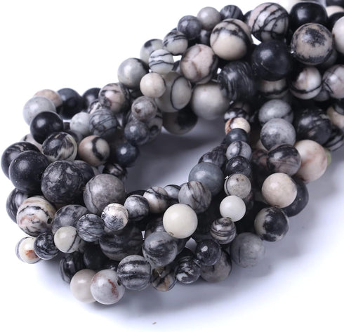 45PCS 8MM Natural Black net Work Beads Round Loose Stone Beads for Jewelry Making DIY Energy Stone Healing Power Bracelet 15"...