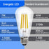 E ENERGETIC LIGHTING ST58/ST18, LED Filament Light Bulbs, 3CCT, 2700K/4000K/5000K,High Brightness, 7W, 60 W Equivalent,Classic Clear Glass, E26, 4...