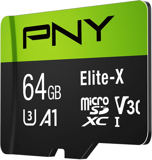 PNY 64GB Elite-X Class 10 U3 V30 microSDXC Flash Memory Card...
