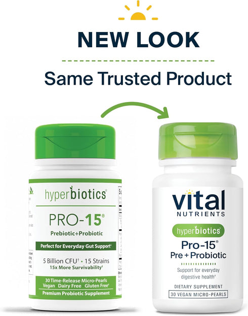 Hyperbiotics Pro 15 Vegan Probiotic Supplement | Time Release Pearls | 15 Diverse Strains | Probiotics for Women and Men | Digestive and Immune Sy...