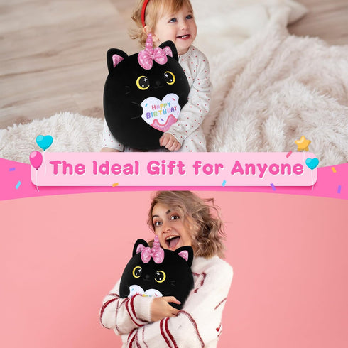 Happy Birthday Gift Black Cat Plush Toys-11'' Black Cat Plushies Anime Plush-Kawaii Birthday Plushie Stuffed Animals Cute Plushies, Black Cat Plus...