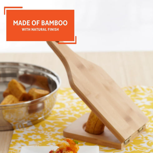 IMUSA BAM-10007 Jumbo Tostonera, Natural - Bamboo Pataconera, Plantain Press, Tortilla Quesadilla Maker Flour Dough Press for Quesadillas Tortilla...