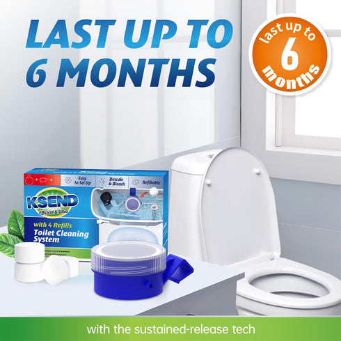 Toilet Bowl Cleaner System - Self-Cleaning Toilet Bowl Cleaners, 4 Pack Toilet Bowl Cleaner Tablets, Economical Automatic Toilet Bowl Cleaner, Slo...