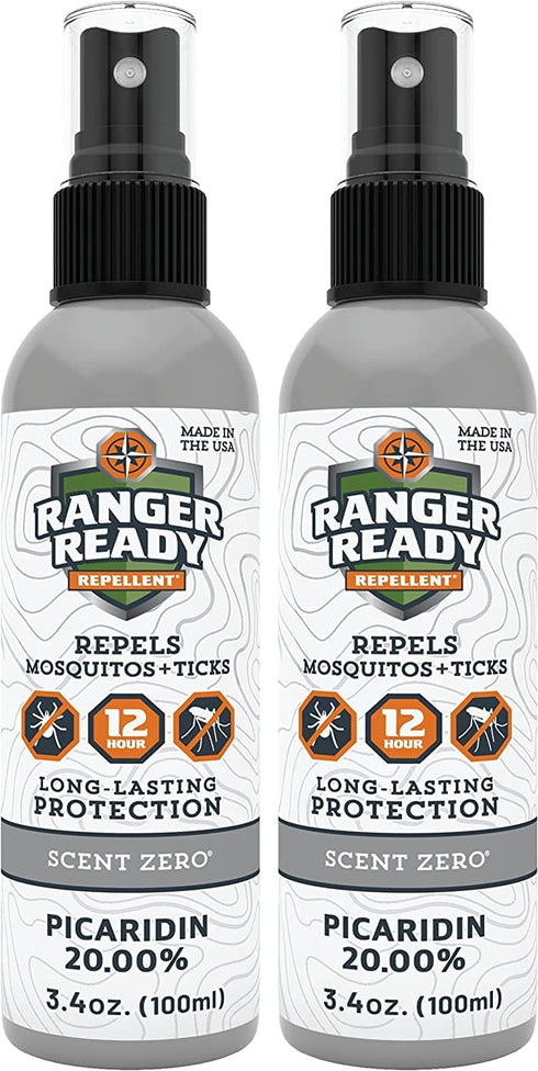 Ranger Ready Picaridin Insect Repellent Spray with Scent Zero - Mosquito Repellent and Tick Spray - Travel Size Bug Spray (3.4 oz., Pack of 2)...
