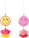 A1diee 2Pcs Preppy Tassel Car Air Freshener Yellow Pink Smile Car Hanging Slices with Tassel Boho Y2K Car Rearview Mirror Charm Scented Pendant Es...