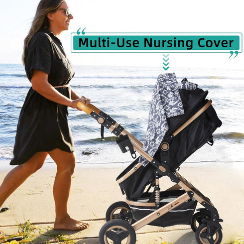 UHINOOS Nursing Cover for Mom Breastfeeding, Baby Privacy Nursing Covers Up Breathable Cotton with Ajustable Hoop for Mother (Grey)...