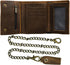 Men's Tri-fold Vintage Biker Cowhide Top Grain Leather Steel Chain Wallet,Snap Closure...