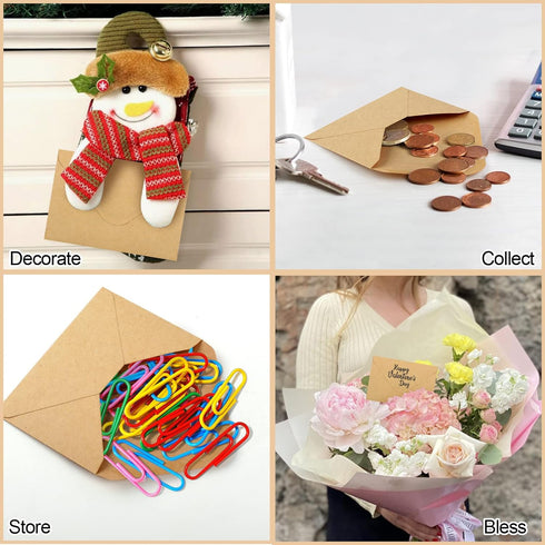 150 Pack Gift Card Envelopes, 4" x 2.75" Mini Envelopes, Brown Kraft Business Card Envelopes, Small Envelopes for Holidays, Weddings, Baby Showers...