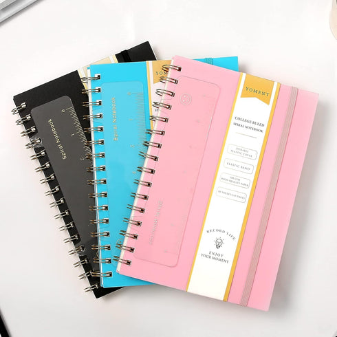 Yoment Spiral Notebook College Ruled A5 Spiral Bound Journal 160 Pages Thick Paper Plastic Hardcover Spiral Notebook 5x7 Wire Bound Notebooks for ...