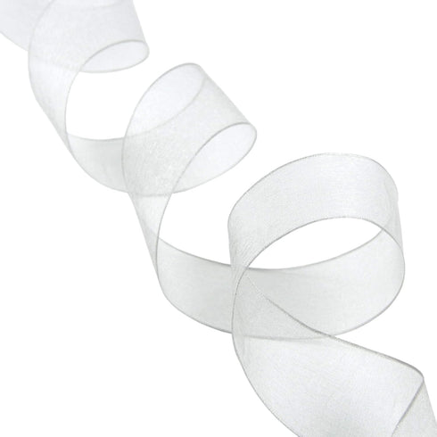 VATIN Silver Organza Wired Ribbon, 1-1/2" Silver Sheer Ribbon with Metallic Edge for Christmas Tree Decoration Gift Wrapping Wedding Crafts -25 Ya...