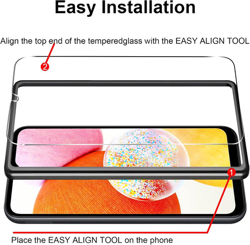 ? 3+3 PACK?Romuto Designed for Samsung Galaxy A14 5G Screen Protector Samsung A14 5G Screen Protector Tempered Glass Film,?EasyInstall Tool?9H, Ul...