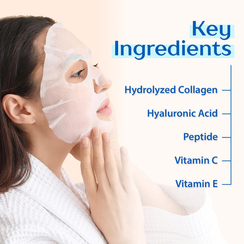 Ebanel 15 Pack Collagen Peptide Hydrating Face Masks, Instant Brightening Firming Anti Aging Face Sheet Masks, Moisturizing Spa Face Masks Skincar...