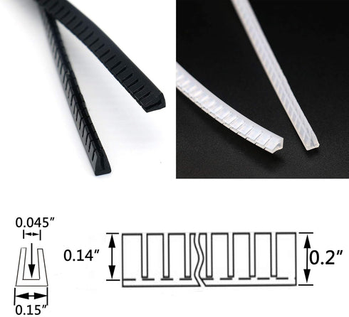 Flexible Sharp and Rough Edge Trim Protector, Push-in Edge Shield for Steel Panels, Wood Panels, Glass and Plastic Panels, Fits 0.03"-0.045" Thick...