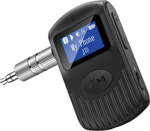COMSOON Bluetooth Receiver with LCD Screen, Portable 3.5mm AUX Bluetooth 5.0 Adapter for Car/Home Stereo/Speaker/Wired Headphones, Noise Cancellin...