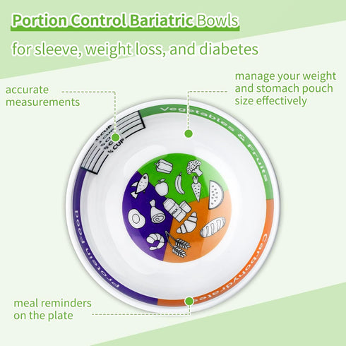 3 Pcs Portion Control Bowl Bariatric Portion Measuring Bowls for Weight Loss Balanced Eating Diabetes Surgery Healthier Diets for Adults Children...