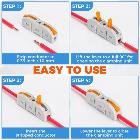 54PCS Lever Wire Connectors, 1 to 1 Inline Electrical Lever Wire Connectors kit for Quick Connect, pushin Compact Splicing Lever Wire Connectors, ...