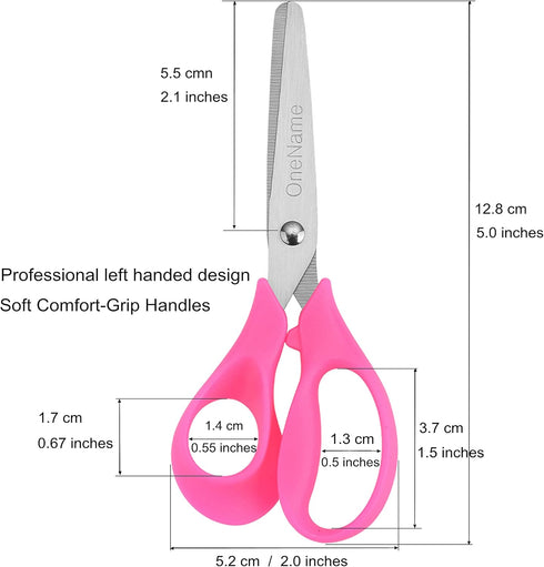 Left-Handed Kids Scissors 6 Pack 5 Inch Left hand scissors for child School Student Scissors,Stainless Steel Sharp Blade Comfort-Grip Handles Blun...