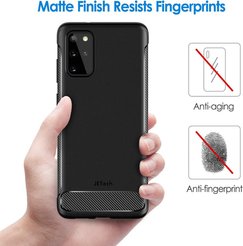 JETech Slim Fit Case for Samsung Galaxy S20 Plus / S20+ 5G (2020), Thin Phone Cover with Shock-Absorption and Carbon Fiber Design (Black)...