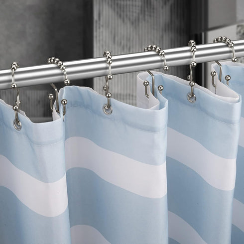 Titanker Shower Curtain Hooks Rings, Rust-Resistant Metal Double Glide Shower Hooks for Bathroom Shower Rods Curtains, Set of 12 Hooks - Matte Nic...