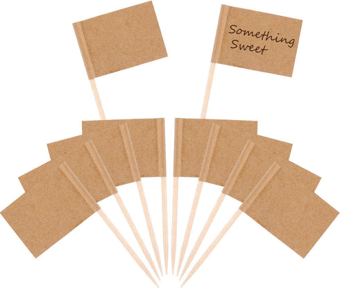 Pangda 200 Pack Toothpick Flags Party Cupcake Picks Cheese Markers Blank Kraft Paper Fruit Sticks for Cupcakes Cake Toppers Appetizers Wedding Bir...