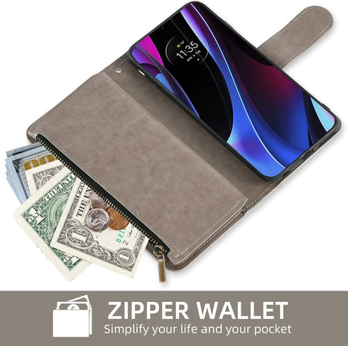 Asuwish Phone Case for Motorola Edge+ Plus 2022/Edge X30/30 Pro Wallet Cover with Tempered Glass Screen Protector and Flower Leather Flip Card Hol...