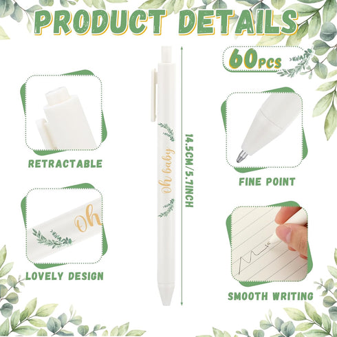 60 Pcs Baby Shower Pens Party Favors Gifts Bulk for Guests Girls Boys Games Neutral Gender Reveal Favors Baby Shower Prizes Souvenirs Keepsakes Gi...