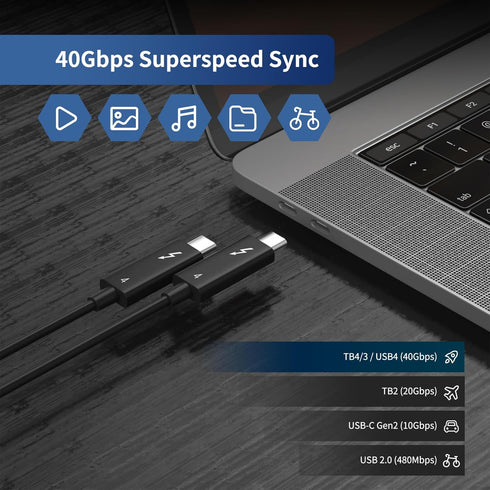 [Intel Certified Thunderbolt 4 Cable 2.6ft/0.8M, USB 4 Cable with 8K Display/ 40Gbps Data Transfer/ 100W Charging, for USB-C Thunderbolt 3 MacBook...