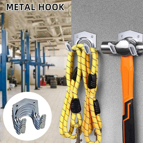 Storage Hanger Hooks,Double Tool Storage Hook 10Pcs Wall Mounted Hanger Hooks with 20Pcs Screws for Garage Shed,Universal Galvanized Metal Utility...