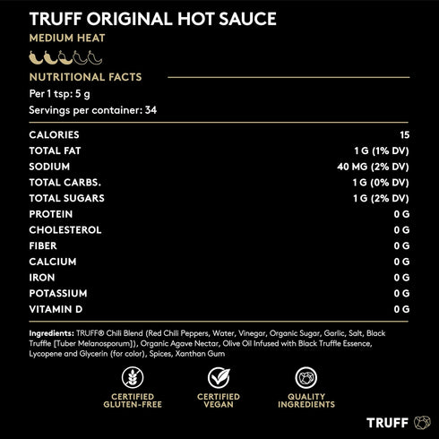 TRUFF Original Black Truffle Hot Sauce, Gourmet Hot Sauce with Ripe Chili Peppers, Black Truffle Oil, Agave Nectar, Unique Flavor Experience in a ...