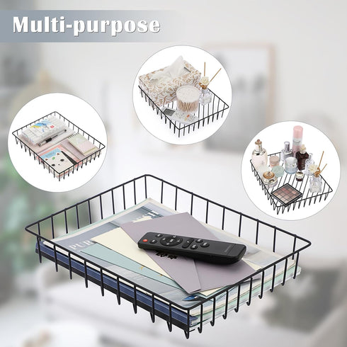 BTSKY Multipurpose A4 File Tray Wire Desk Tray Organizer Elegant Letter Size Desk Documents Tray Magazine Files Storage Basket Organizer Bin for O...