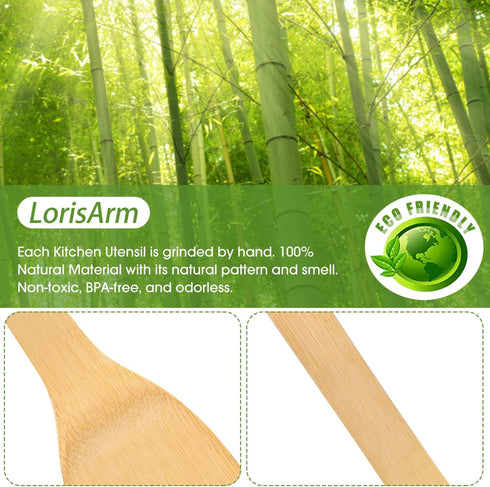 12? Wooden Spoons Spatulas for Cooking 6-Piece Bamboo Utensil Set, Wood Spatula Spoon Nonstick Kitchen Utensil Set....