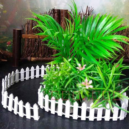 4 Pack 35.4 Inche Long Fairy Garden Fence, White Wood Picket Fence, Decorative Fence for Miniature Garden, Fairy Garden Ornaments, Wooden Crafts D...