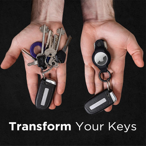 KeySmart AirTag Holder - Compact Key Organizer and Keychain for Apple AirTag - Silicone Case Attaches to Keys and Car Fobs - Black...