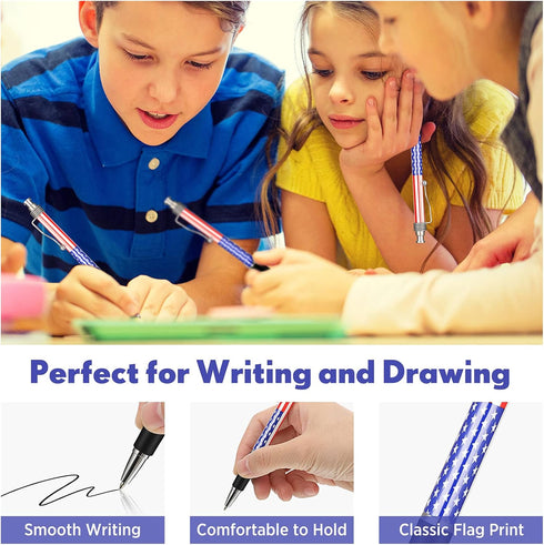 32 Pcs American Flag Ballpoint Pen USA Patriotic Themed Pens 1.0mm Black Ink Ballpoint Pens Independence Day Gel Ink Pen for Writing Signing Home ...