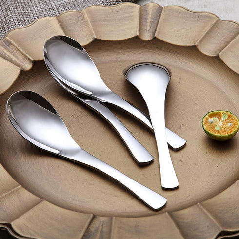 Kyraton Soup Spoons 4 Pieces, Stainless Steel Thick Heavy Weight Table Spoons, Asian Chinese Japanese Spoon Set for Cereal Ramen Dishwasher Safe...