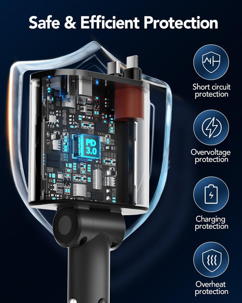 HATALKIN Retractable Car Charger 4 in 1, 69W Fast Car Phone Charger, 2 Retractable Cables and USB C Car Charger, Car Charger Adapter for iPhone 16...