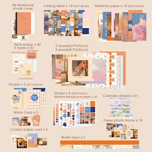 Henoyso 694 Pcs Scrapbook Kit Vintage Aesthetic Junk Journal Kit Scrapbooking Supplies Art Journaling Kit for Adults Teen Girl Kid Women Birthday ...