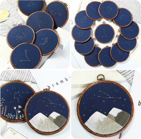 8 Pcs/Set Mini Embroidery Hoops 3 Inch Round Imitated Wood Plastic Display Frame Reusable Circle Cross Stitch Hoop Ring for Art Craft Sewing and H...