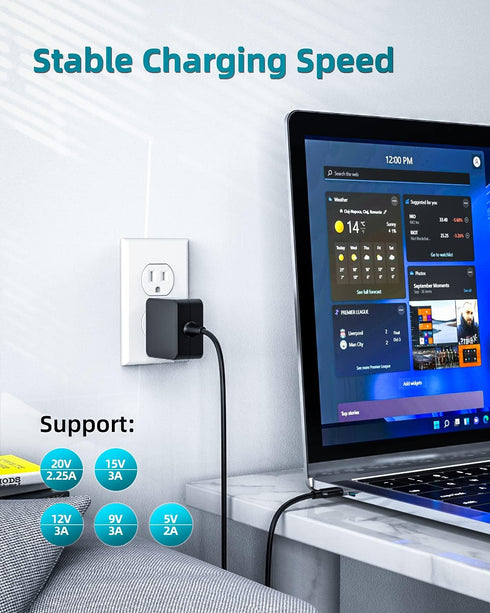 Fast Charger for Asus Chromebook Laptop, (Safety Certified by UL), USB C Power Connector 45W Portable Design 7.5FT Cable...