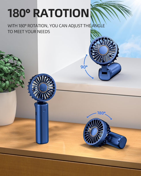 FrSara Portable Handheld Fan, Mini Desk Fan, Multi-Function Fan, 2000mAh Ultra-Long Battery Life, Ultra-Quiet, 3-Speed Adjustment(Blue)...