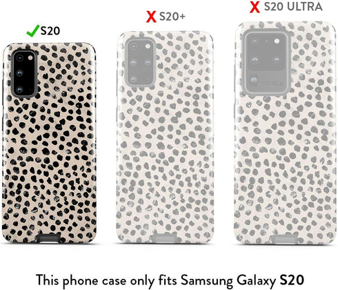 BURGA Phone Case Compatible with Samsung Galaxy S20 - Hybrid 2-Layer Hard Shell + Silicone Protective Case -Black Polka Dots Pattern Nude Almond L...