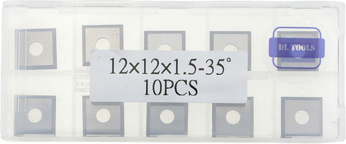 DLtools 12mm Carbide Inserts for Wood- (12mmX12mmX1.5mm)4-Edge Square Straight Carbide Insert Replacement Cutters for Woodworking Lathe Turning To...