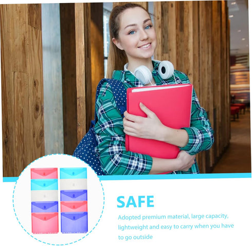 10pcs File Holder Plastic Envelope Folder 3 Hole Binder Buttons Office Supplies Folders Clear Organizer Bags Plastic Envelopes Plastic File Envelo...