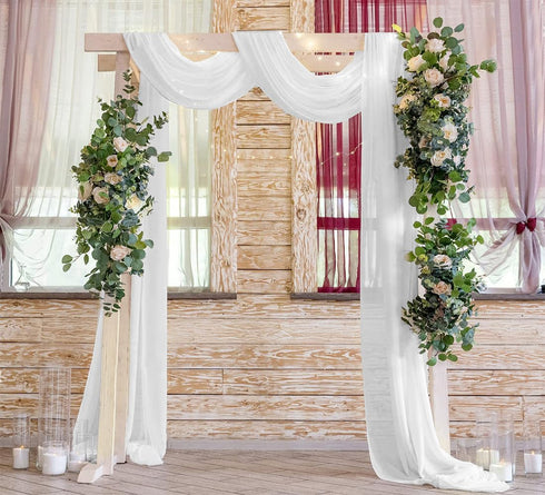 White Wedding Arch Draping Fabric 29" X 20FT Sheer Drapes Chiffon Fabric for Wedding Arbor Engagement Ceremony Party Bridal Shower Swag Fabric Dec...