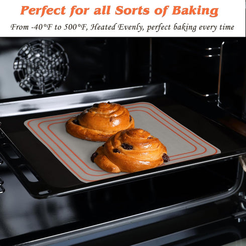 Silicone Baking Mat, Set of 2 Square Non-Stick Cuttable Baking Mats 8/9/10 inches - Best German Silicone...