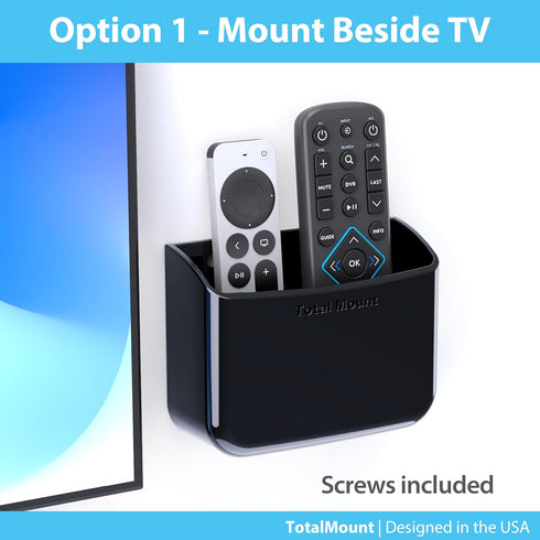 TotalMount Universal Remote Control Holder – Attaches to Wall or Back of TV – Compatible with All TV Remotes (Premium Black, Large Two Pack)...