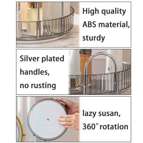 Lazy Susan Rotating Makeup Organizer for Vanity, High-Capacity Skincare Clear Make Up Storage Perfume Organizers Cosmetic Dresser Organizer Counte...