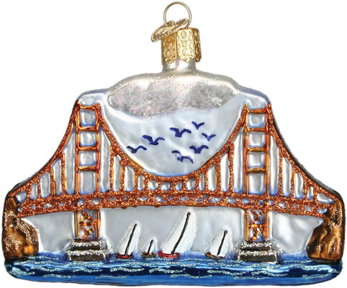 Old World Christmas Cities, Places and Landmarks Glass Blown Ornaments for Christmas Tree Golden Gate...